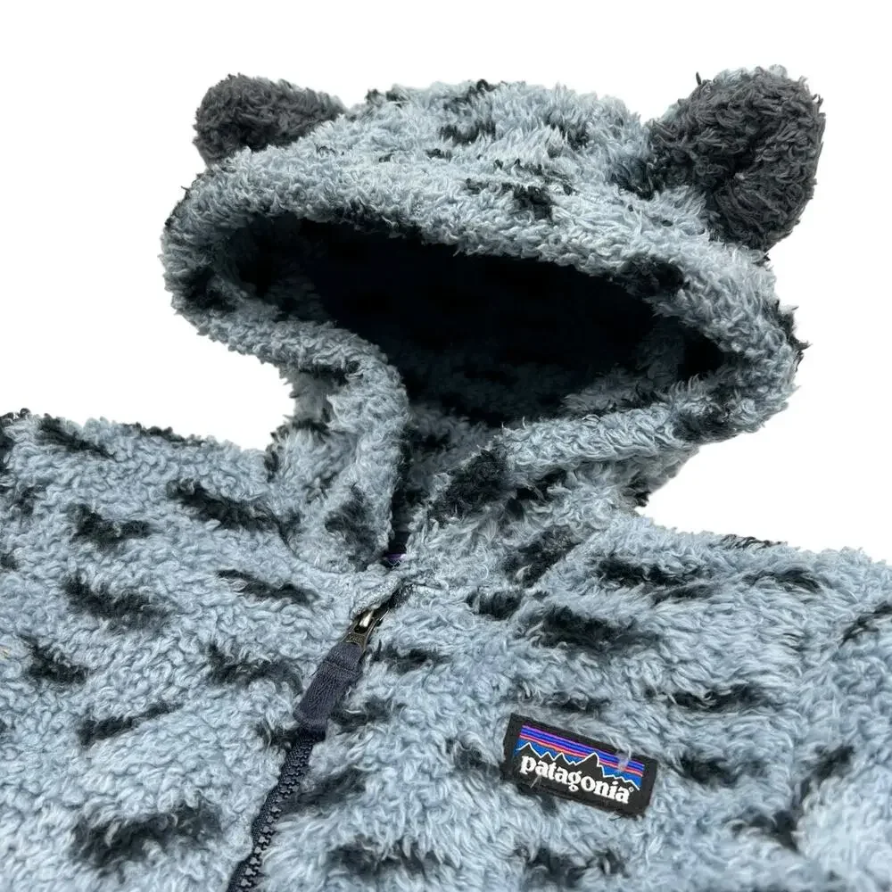 Patagonia Baby Furry Friends Hoody Snowy Light‎ Plume Grey Dot Zip Up Jacket 2T
